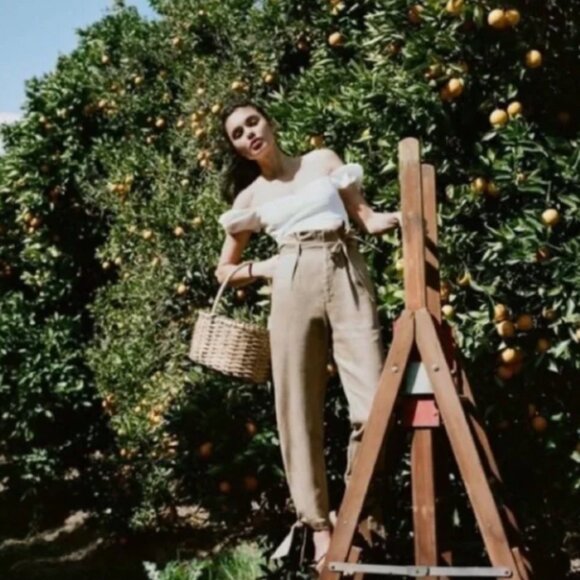 Reformation Tan Linen Norman Pants Size 2 NWOT - Picture 2 of 8